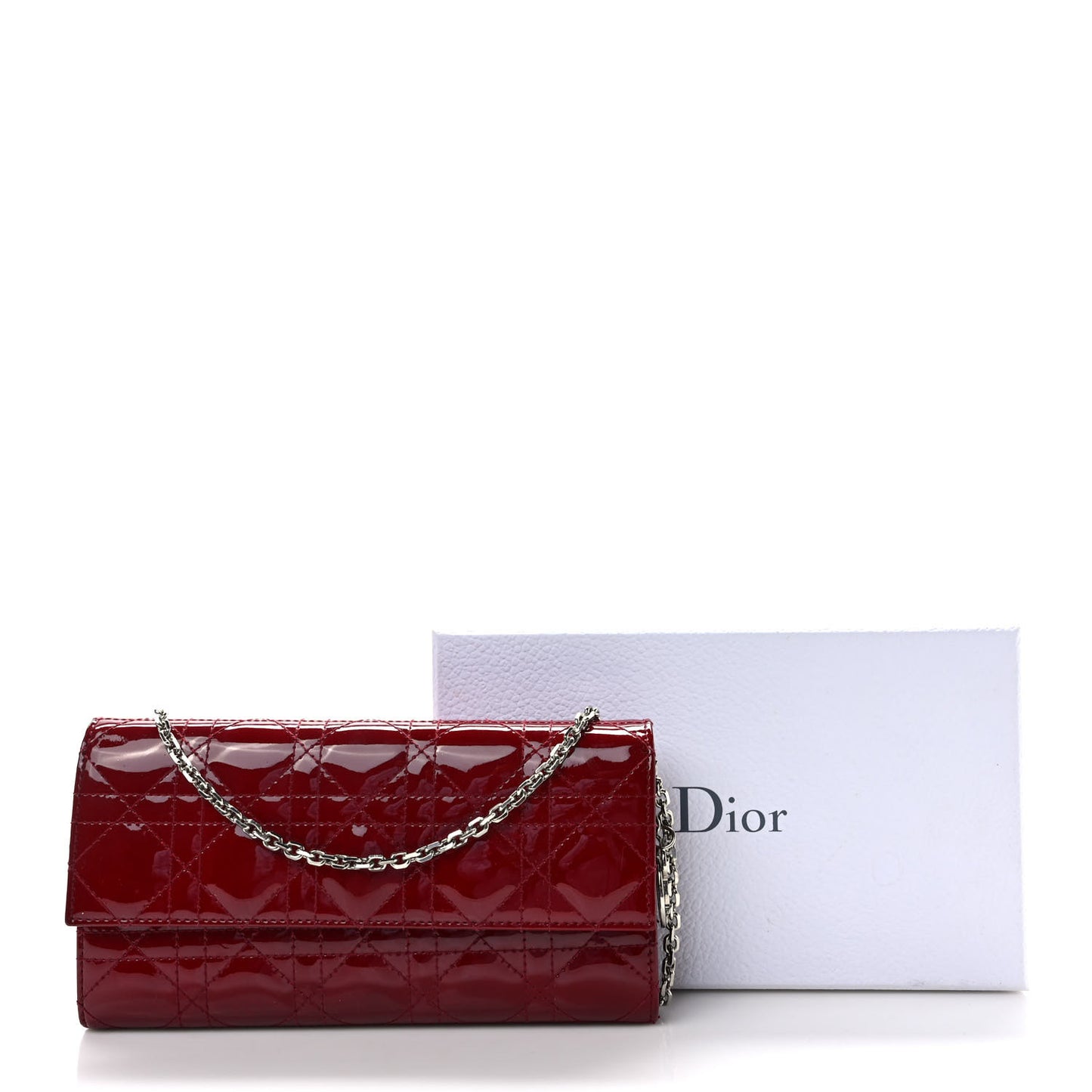 Patent Cannage Lady Dior Rendezvous Wallet On Chain Red