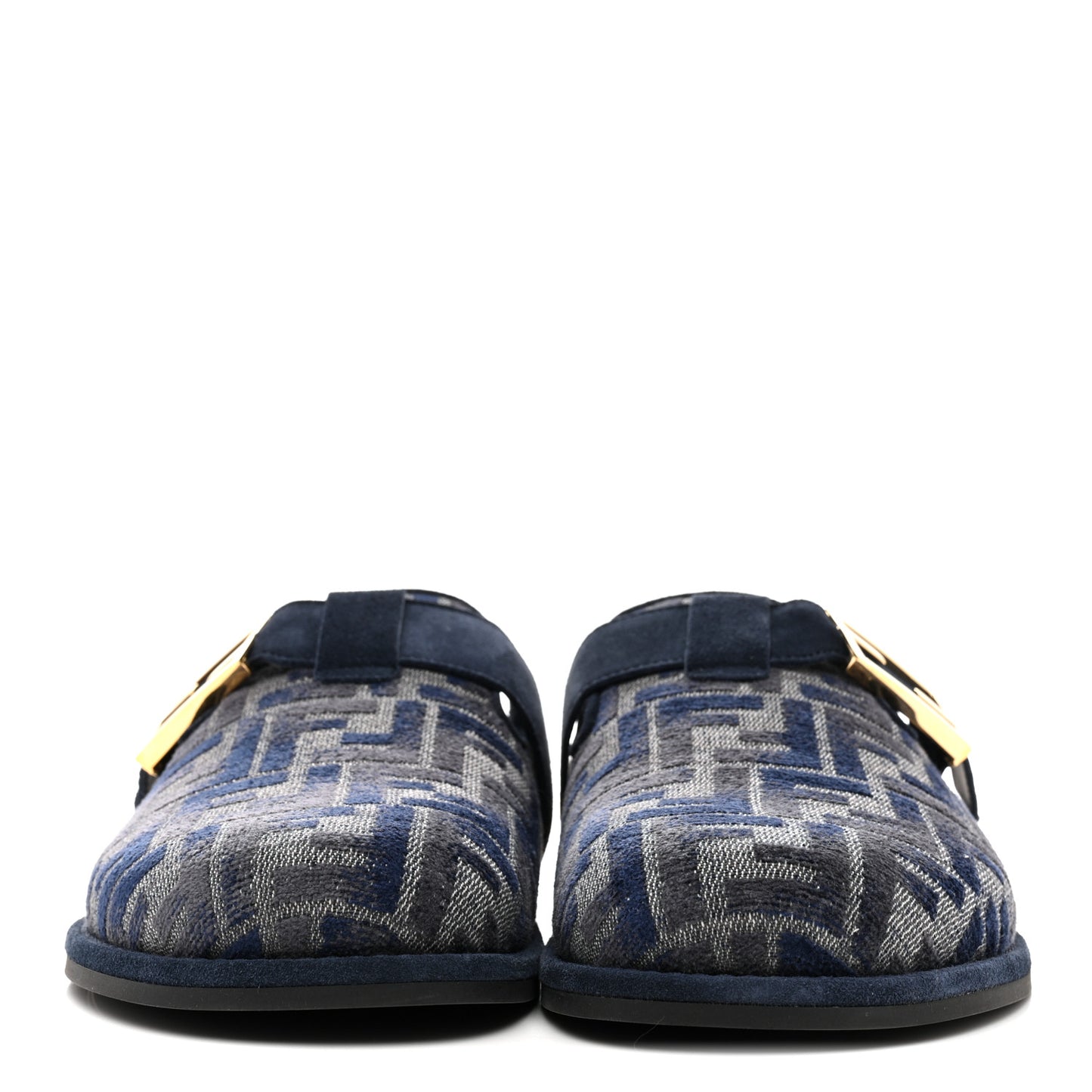 Velvet FF Fendi Feel Mules 38 Grigio Blue Midnight Blue