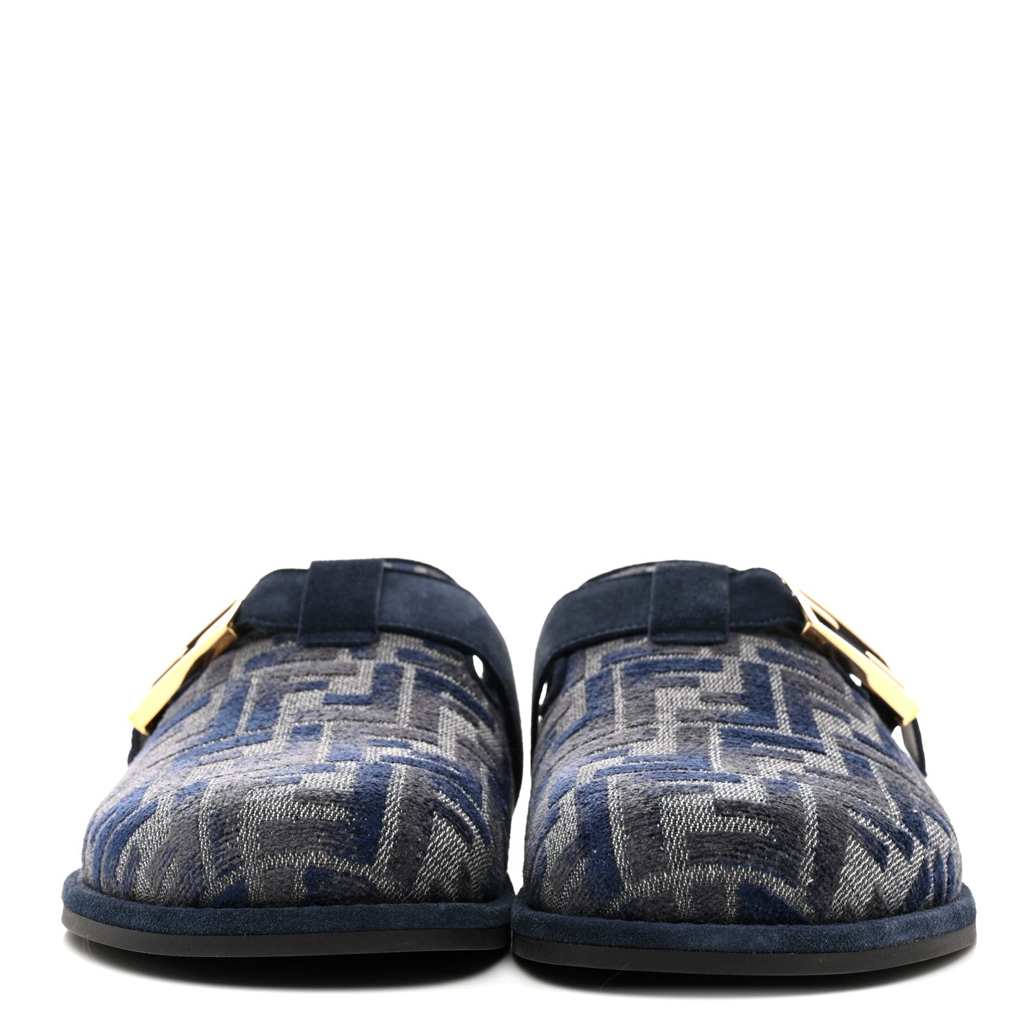 Fendi Velvet FF Fendi Feel Mules 38 Grigio Blue Midnight Blue 3 of 10
