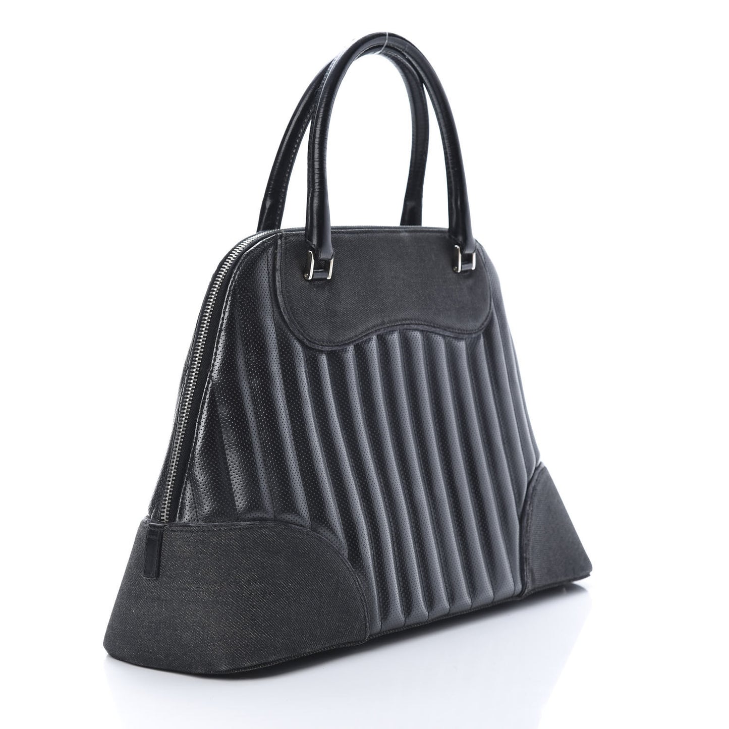 Denim Perforated Trailer Trash Tote Black