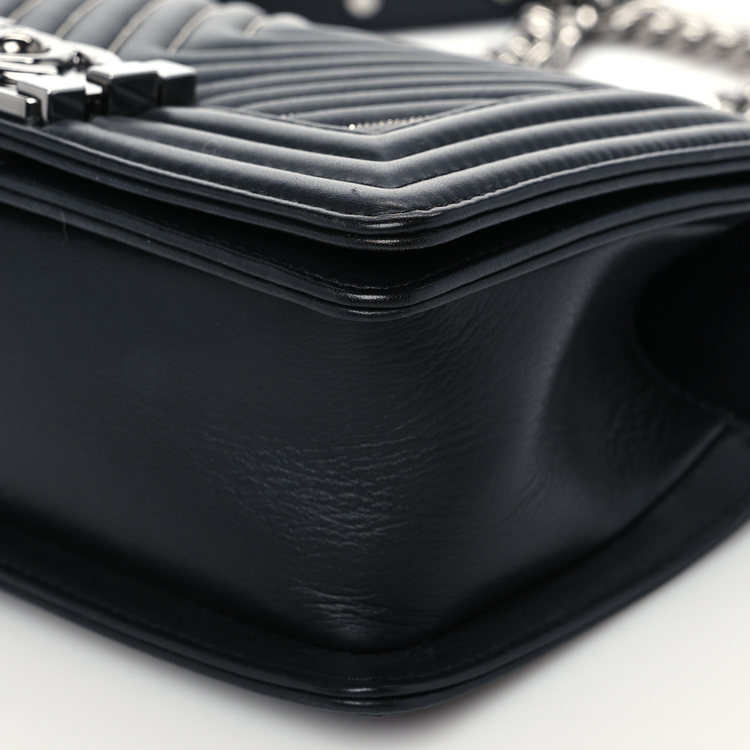 Chanel Calfskin Chain Chevron Small Boy Flap Black 9 of 10