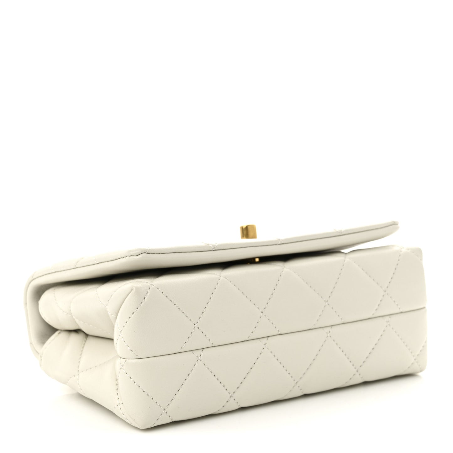 Shiny Lambskin Quilted Enamel CC Mini Flap White