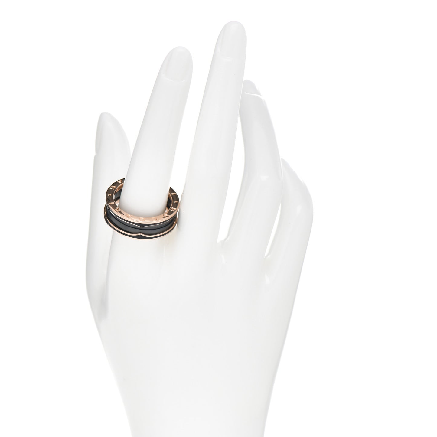 18K Rose Gold Black Ceramic Matte B.Zero1 Two-Band Ring 63 10.25