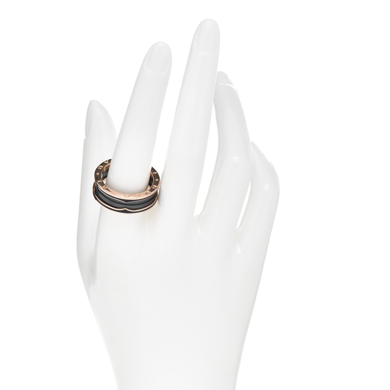 Bulgari 18K Rose Gold Black Ceramic Matte B.Zero1 Two-Band Ring 63 10.25 2 of 6