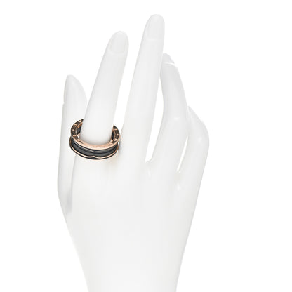 Bulgari 18K Rose Gold Black Ceramic Matte B.Zero1 Two-Band Ring 63 10.25 2 of 6