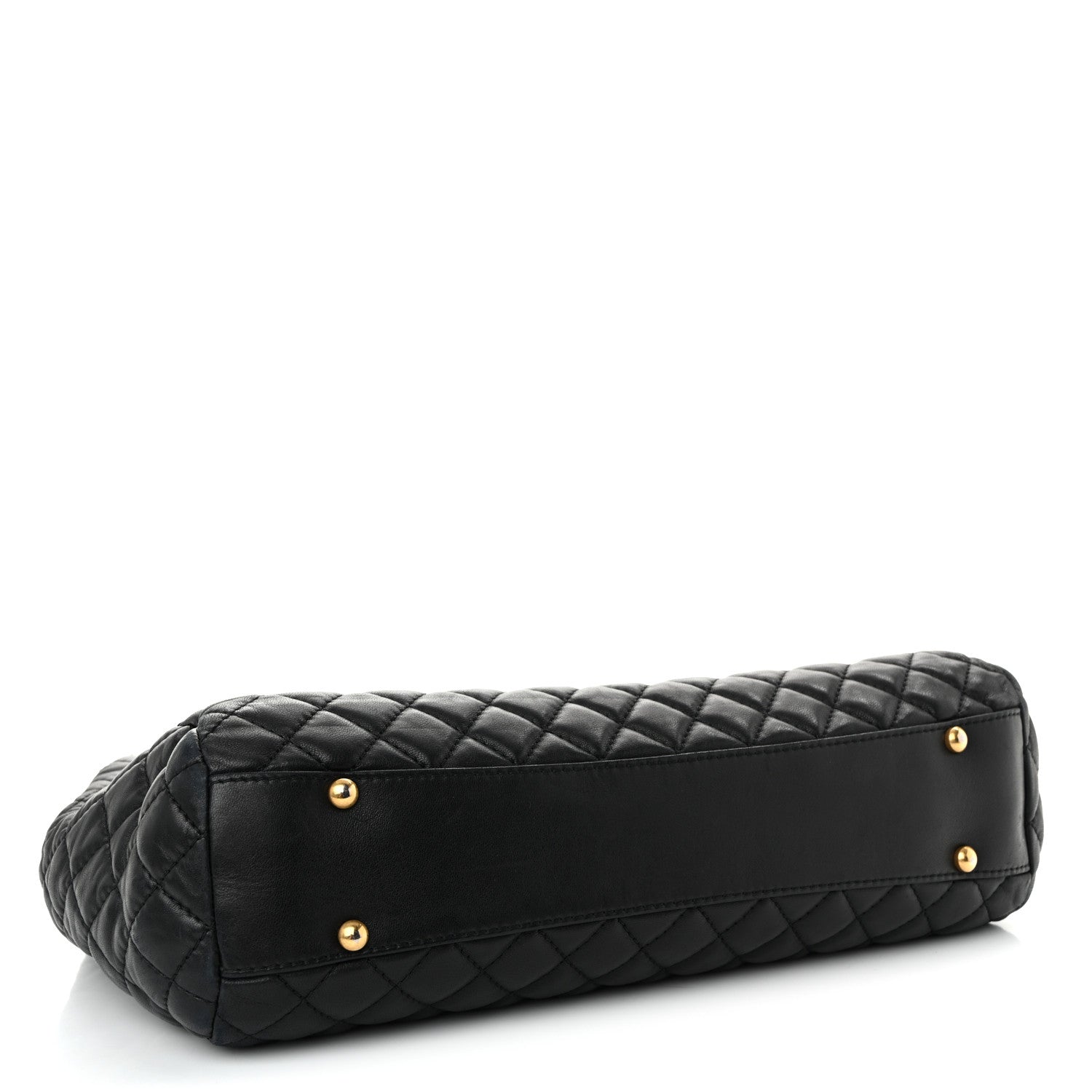 Chanel Lambskin Quilted Large Fluffy CC Shopping Tote Black 4 of 12