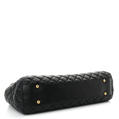 Chanel Lambskin Quilted Large Fluffy CC Shopping Tote Black 4 of 12