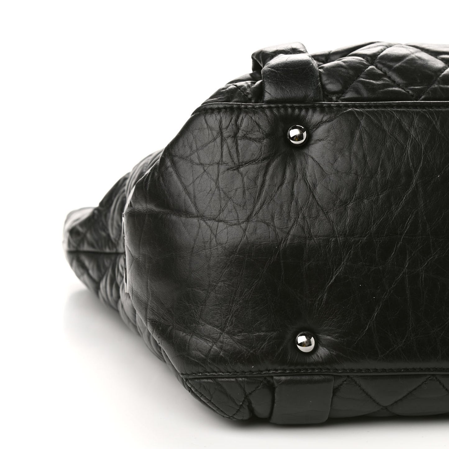 Distressed Lambskin Vintage Ligne Lady Braid Tote Black