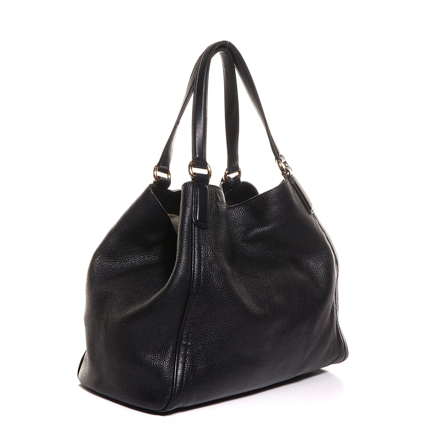 Pebbled Calfskin Medium Soho Shoulder Bag Black