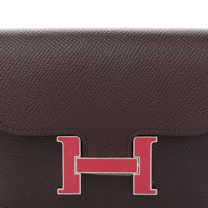 Hermes Epsom Enamel Constance Slim Wallet Rouge Sellier Framboise 10 of 11