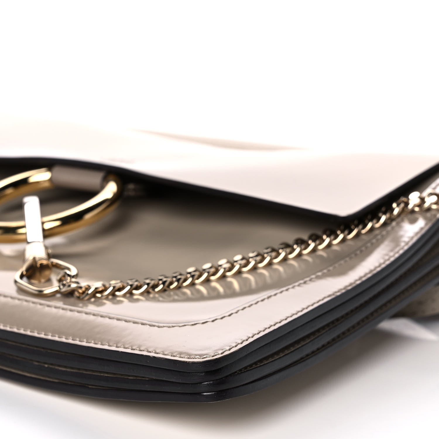 Chloe Patent Calfskin Medium Faye Shoulder Bag Motty Grey 9 of 13