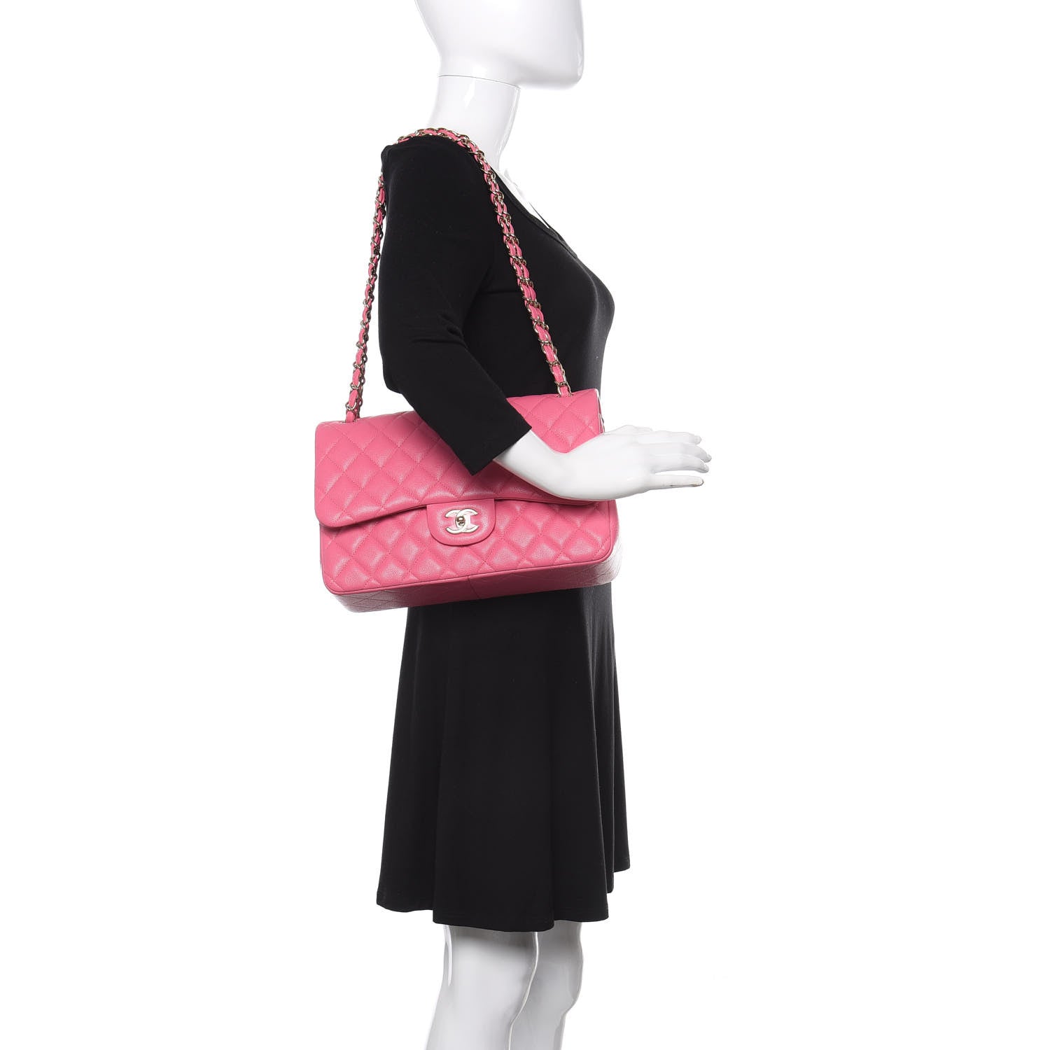 Chanel Caviar Quilted Jumbo Double Flap Pink 2 of 11