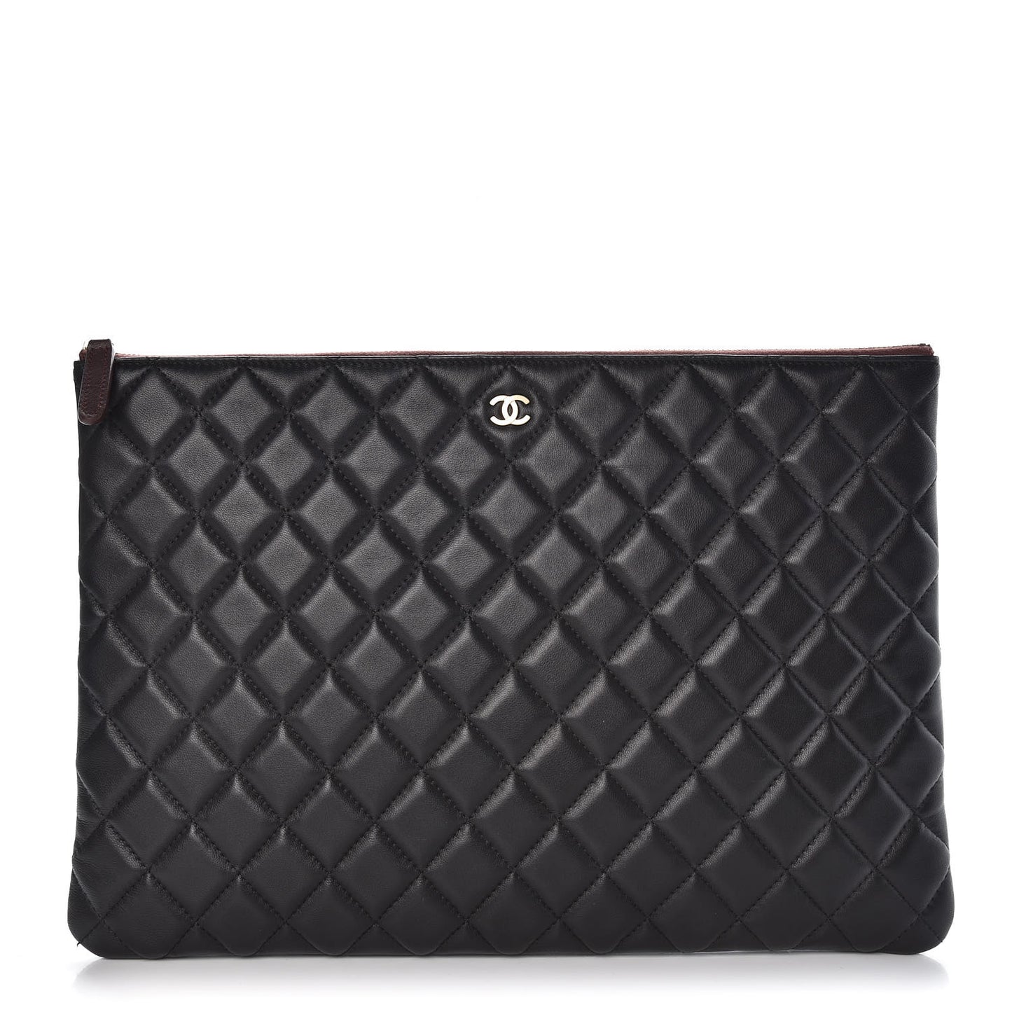 Lambskin Quilted Large Cosmetic Case Black