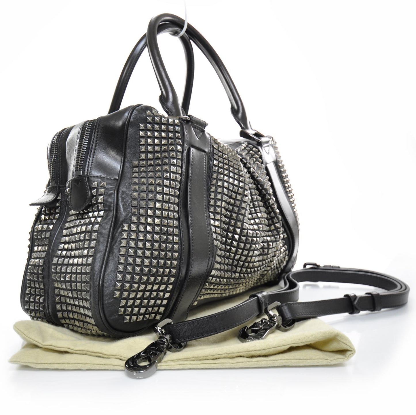 Prorsum Leather Studded Knight Satchel Black