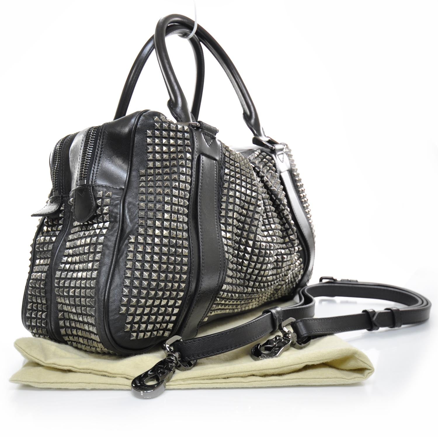 Burberry Prorsum Leather Studded Knight Satchel Black 2 of 10