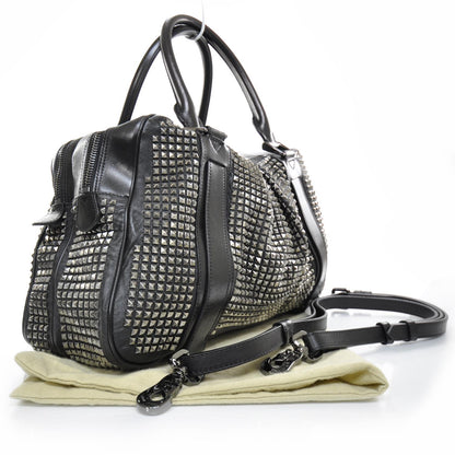 Burberry Prorsum Leather Studded Knight Satchel Black 2 of 10