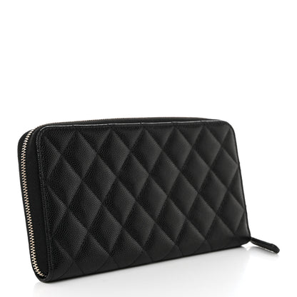 Chanel Caviar Quilted Perforated CC Long Zipped Wallet Black 4 of 9