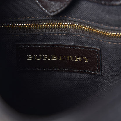 Burberry Grained Calfskin Haymarket Check Hobo Dark Brown 8 of 11