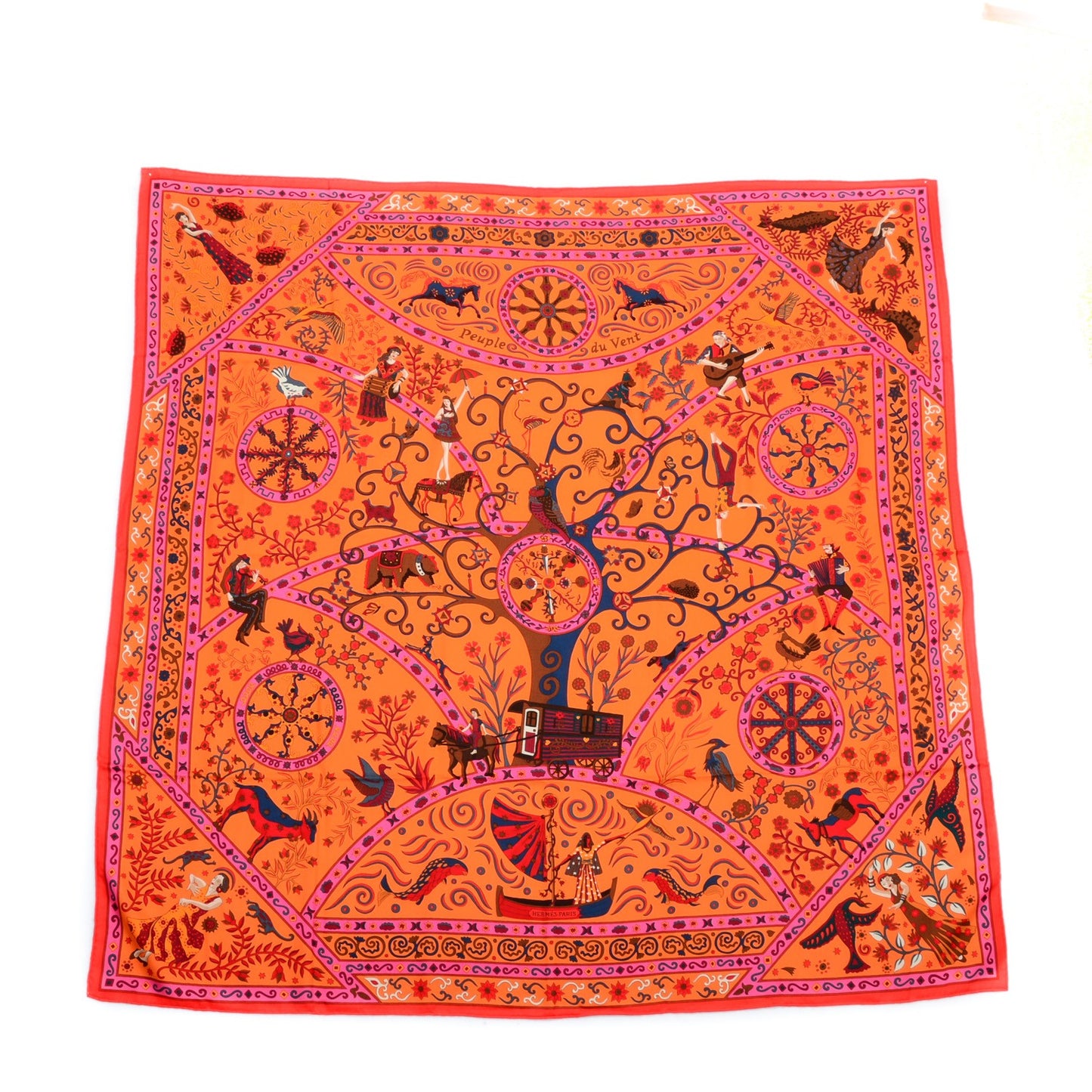 Cashmere Silk Peuple Du Vent Shawl 140 Rose Indien Orange Cobalt