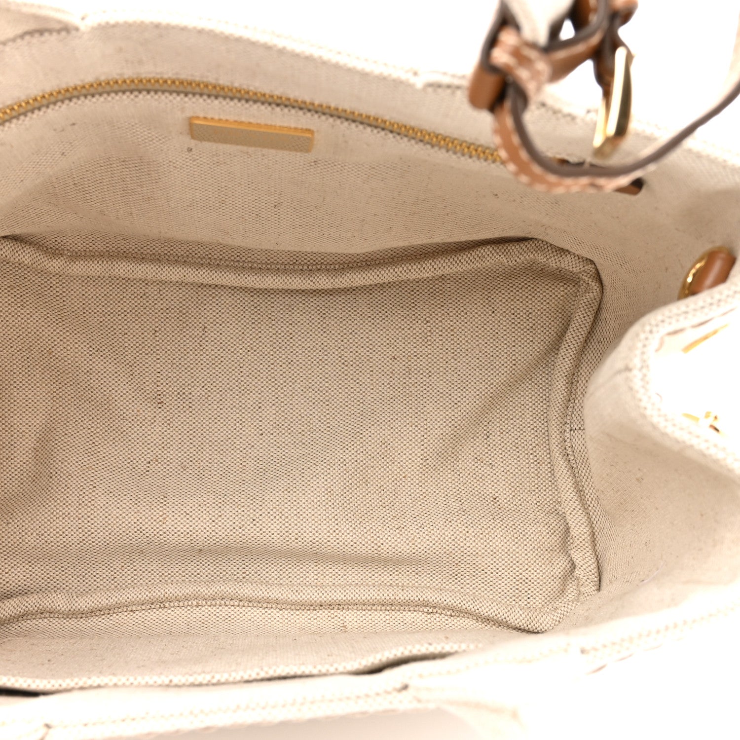Prada Canvas Mistolino Ricamo Small Logo Tote Naturale 5 of 10