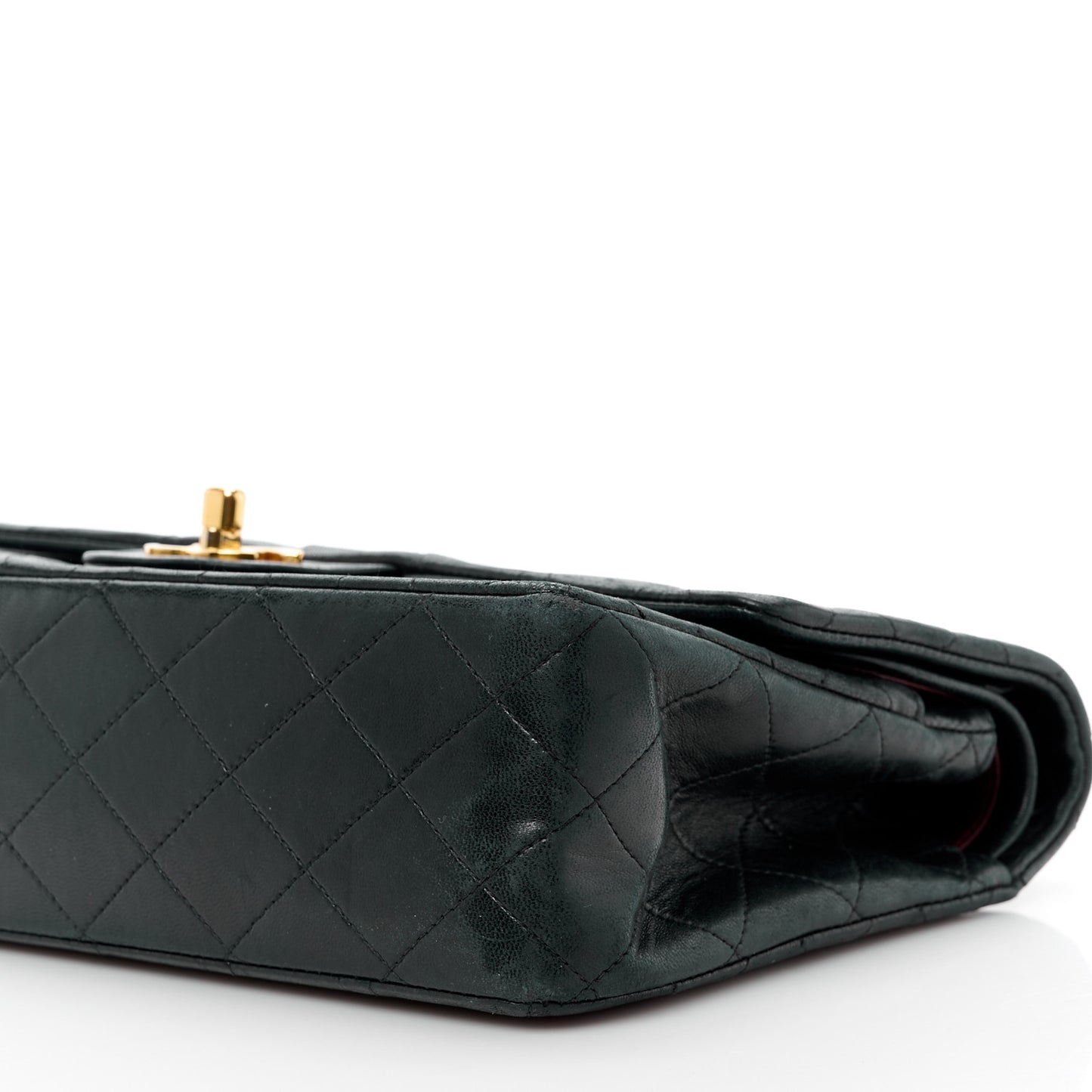 Lambskin Quilted Medium Double Flap Black