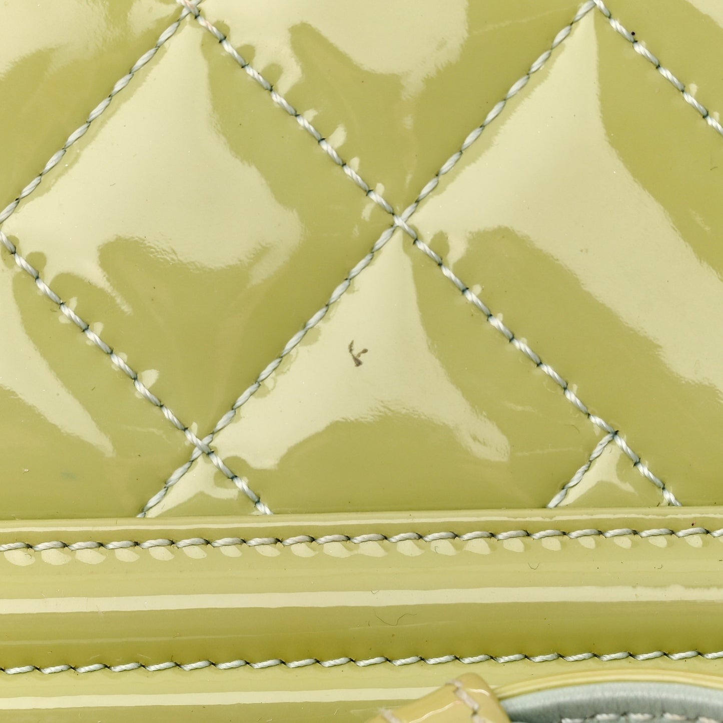 Patent Chevron Quilted New Medium Boy Flap Green