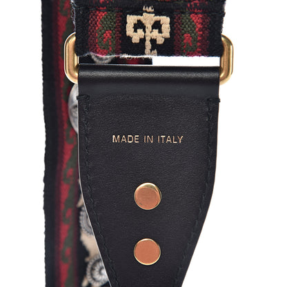 Christian Dior Canvas Embroidered Studded Bohemian Shoulder Strap Red 3 of 4