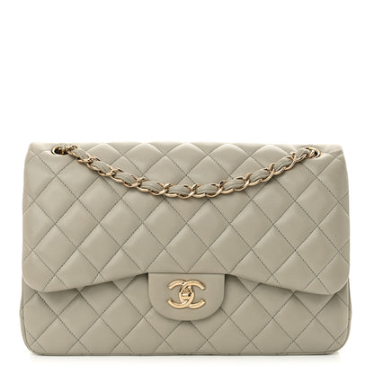 Chanel Lambskin Quilted Jumbo Double Flap Grey 1 of 13