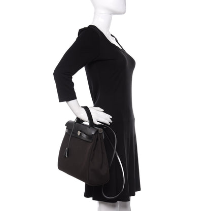 Hermes Military Toile Vache Hunter Herbag Zip Retourne 31 PM Black Ebene 3 of 14