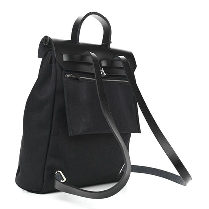 Hermes Military Toile Vache Hunter Herbag a Dos Zip Retourne Backpack Black 3 of 11