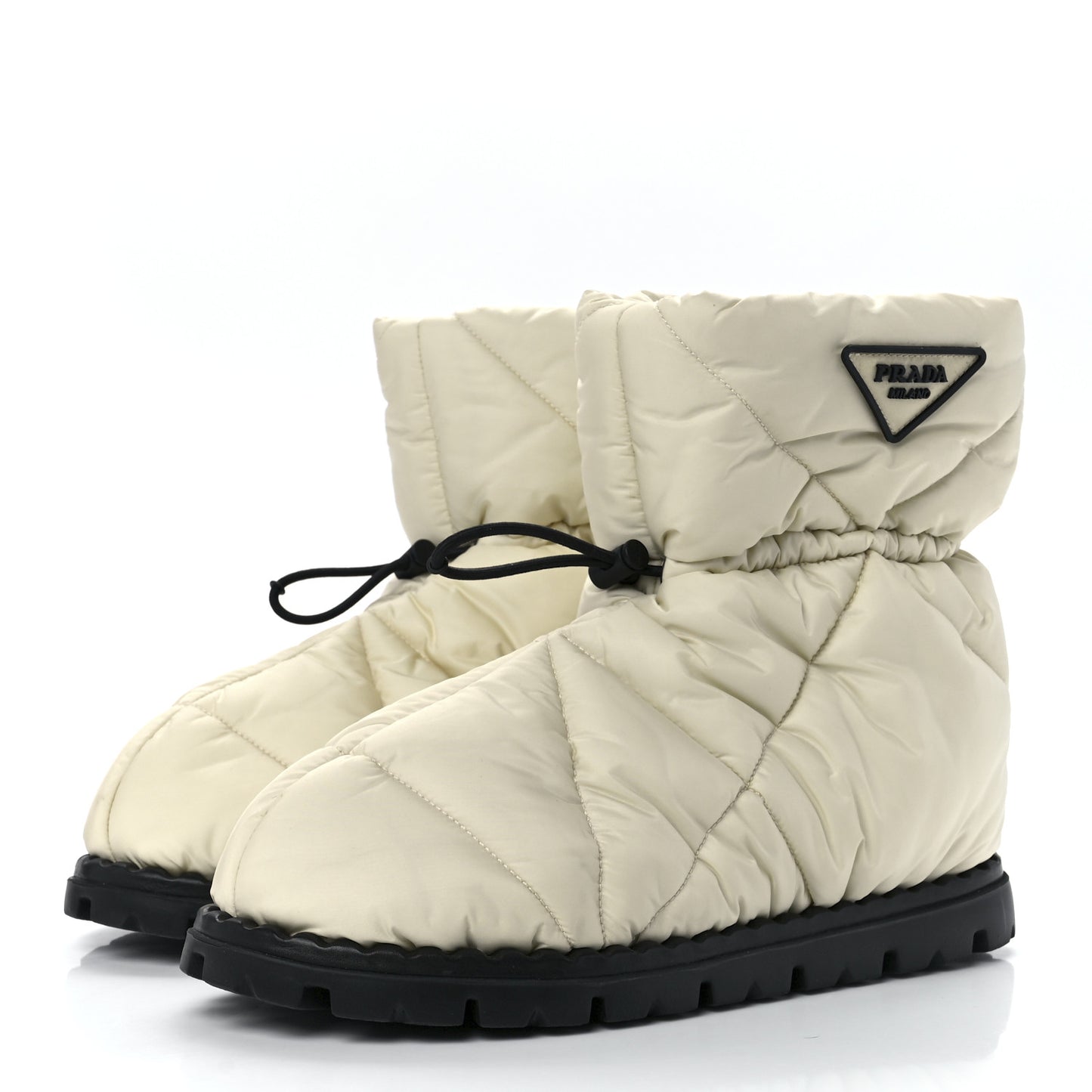 Re-Nylon Piuma Triangle Logo Padded Drawcord 20mm Snow Boots 40 Avorio