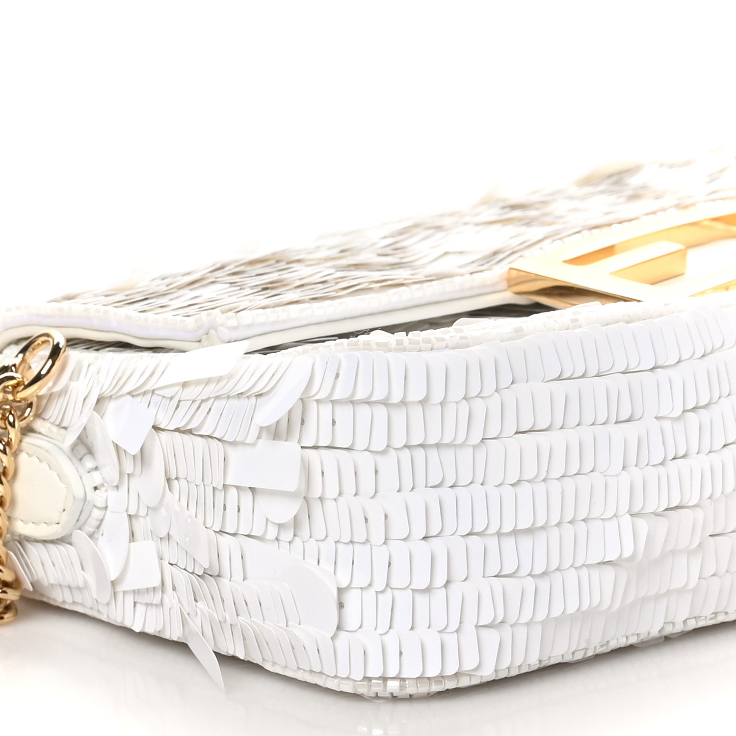Fendi Sequin Paillettes Vitello Grace Sex and the City Mini Baguette White 9 of 10
