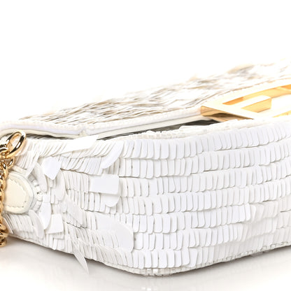 Fendi Sequin Paillettes Vitello Grace Sex and the City Mini Baguette White 9 of 10