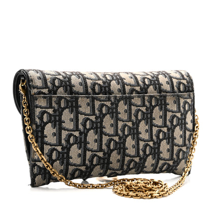 Christian Dior Oblique Saddle Chain Long Wallet Blue 4 of 9