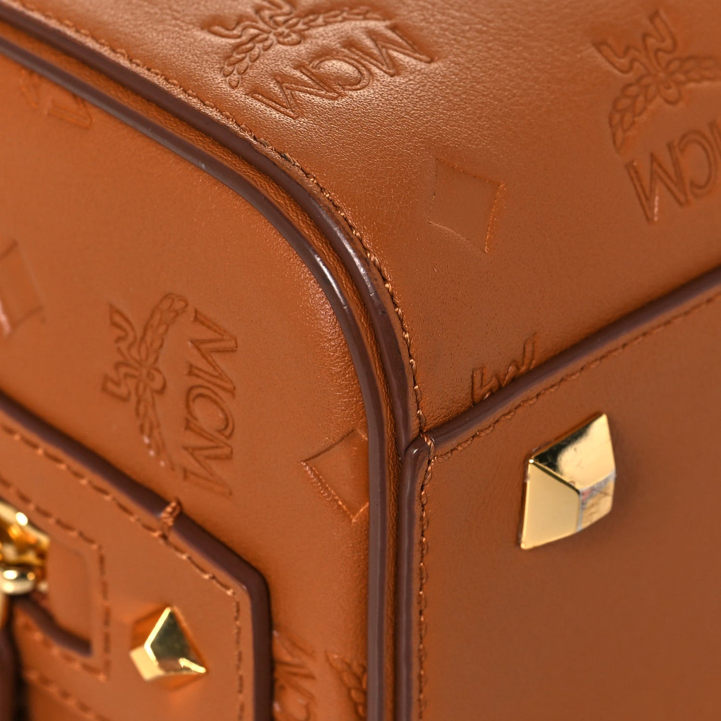 Calfskin Ottomar Monogram Essential Boston Bag Cognac