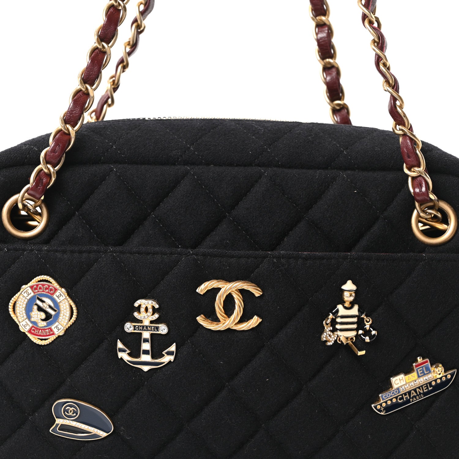 Chanel Felt Quilted Paris-Hamburg Charms Camera Case Black 8 of 10