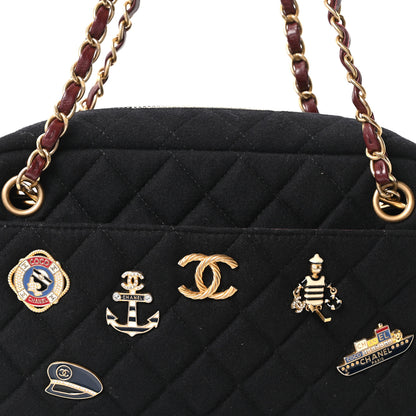 Chanel Felt Quilted Paris-Hamburg Charms Camera Case Black 8 of 10