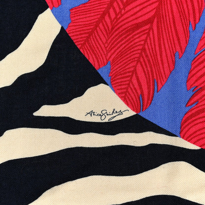 Hermes Cashmere Silk Zebra Pegasus Shawl 140 Lavender Fuchsia Marine 3 of 4