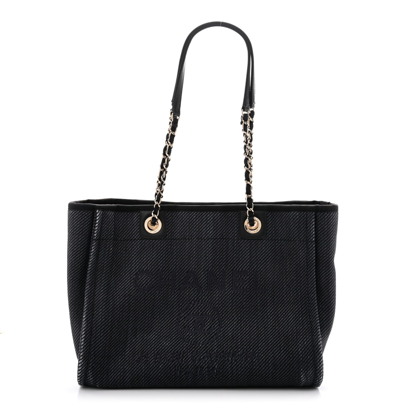 Mixed Fibers Calfskin Small Deauville Tote Black