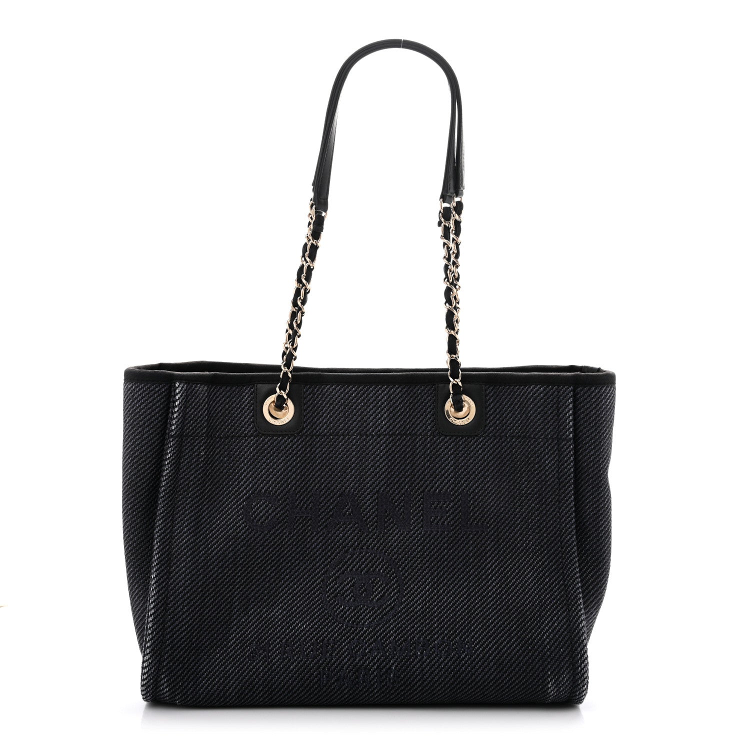 Chanel Mixed Fibers Calfskin Small Deauville Tote Black 1 of 12