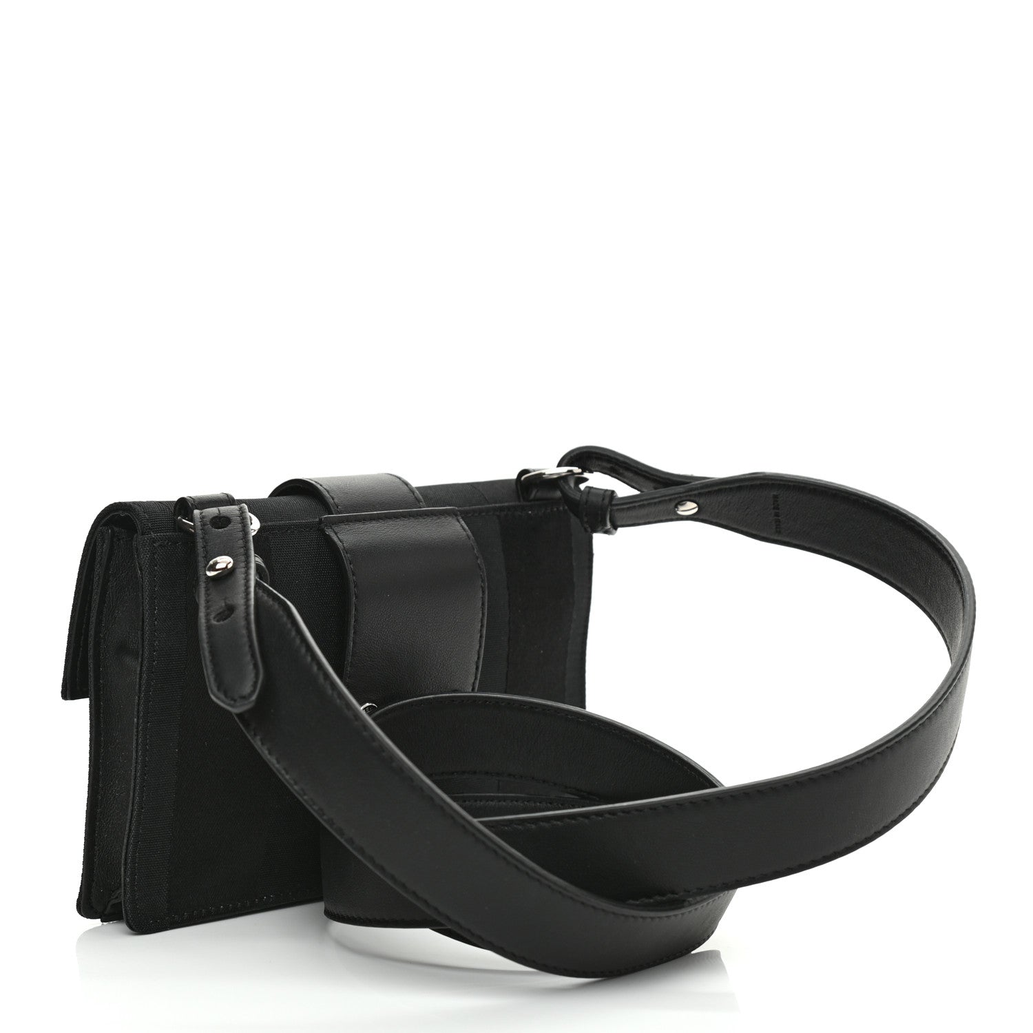 Fendi Recycled Nylon Vitello Grace Light Pequin Baguette Belt Pouch Black 3 of 8