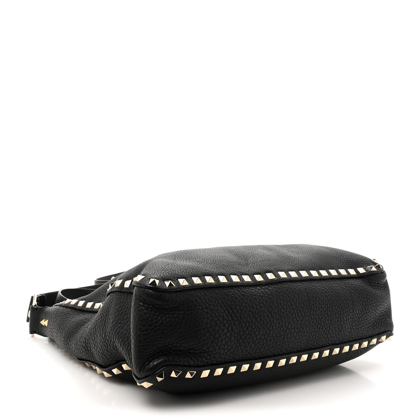 Pebbled Calfskin Small Rockstud Flip-Lock Messenger Bag Black