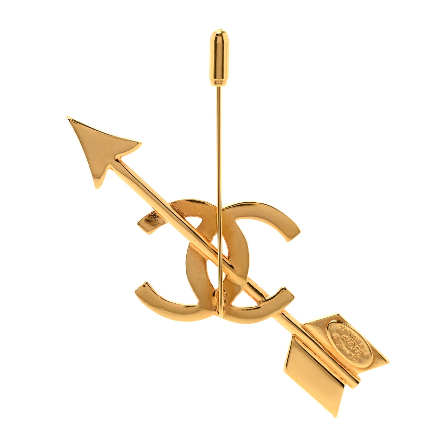 Metal CC Arrow Brooch Pin Gold