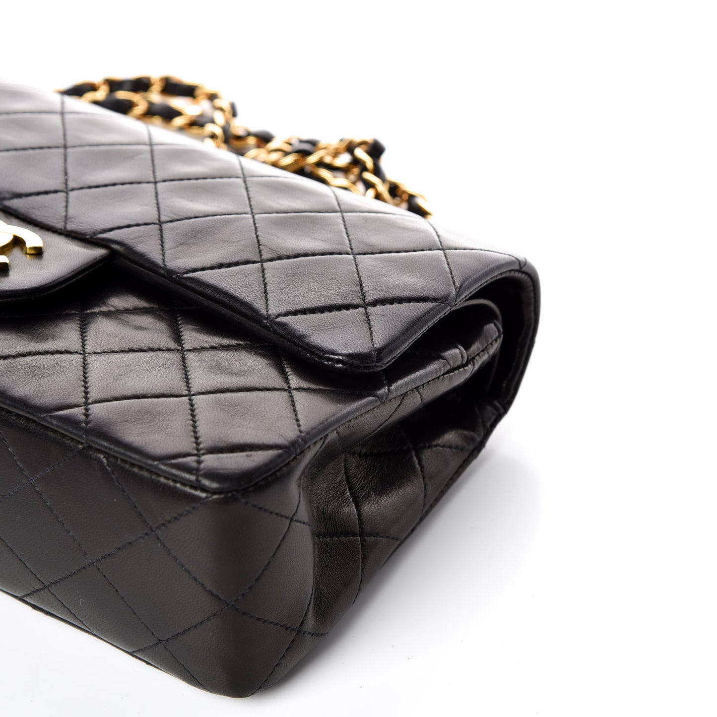 Lambskin Quilted Small Double Flap Black