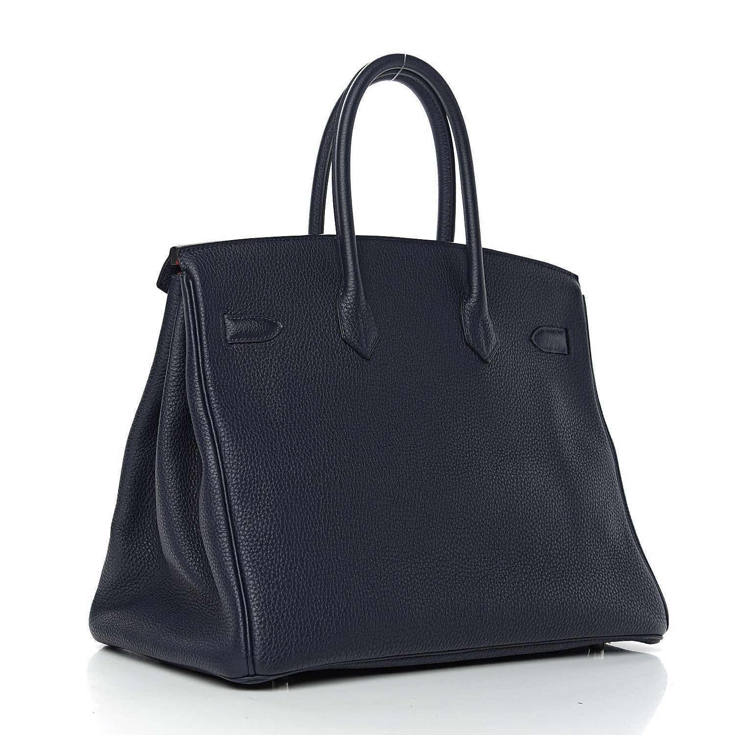Hermes Togo Birkin Verso 35 Bleu Nuit Orange Poppy 2 of 8