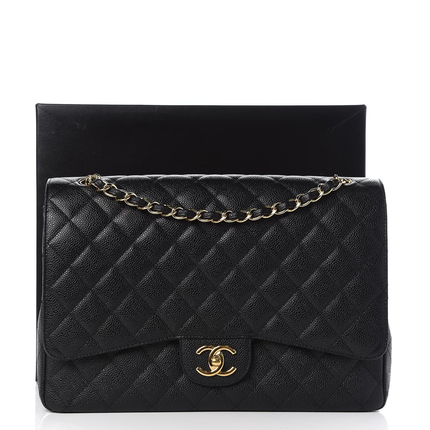 Caviar Quilted Maxi Double Flap Black