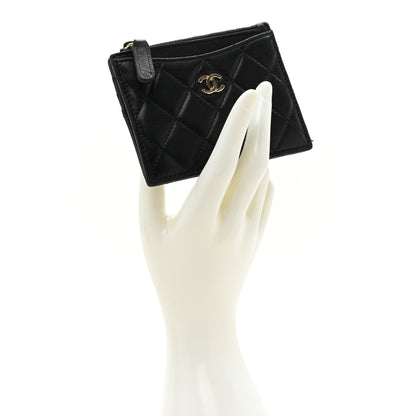 Chanel Lambskin Quilted Zip Card Holder Black 2 of 13