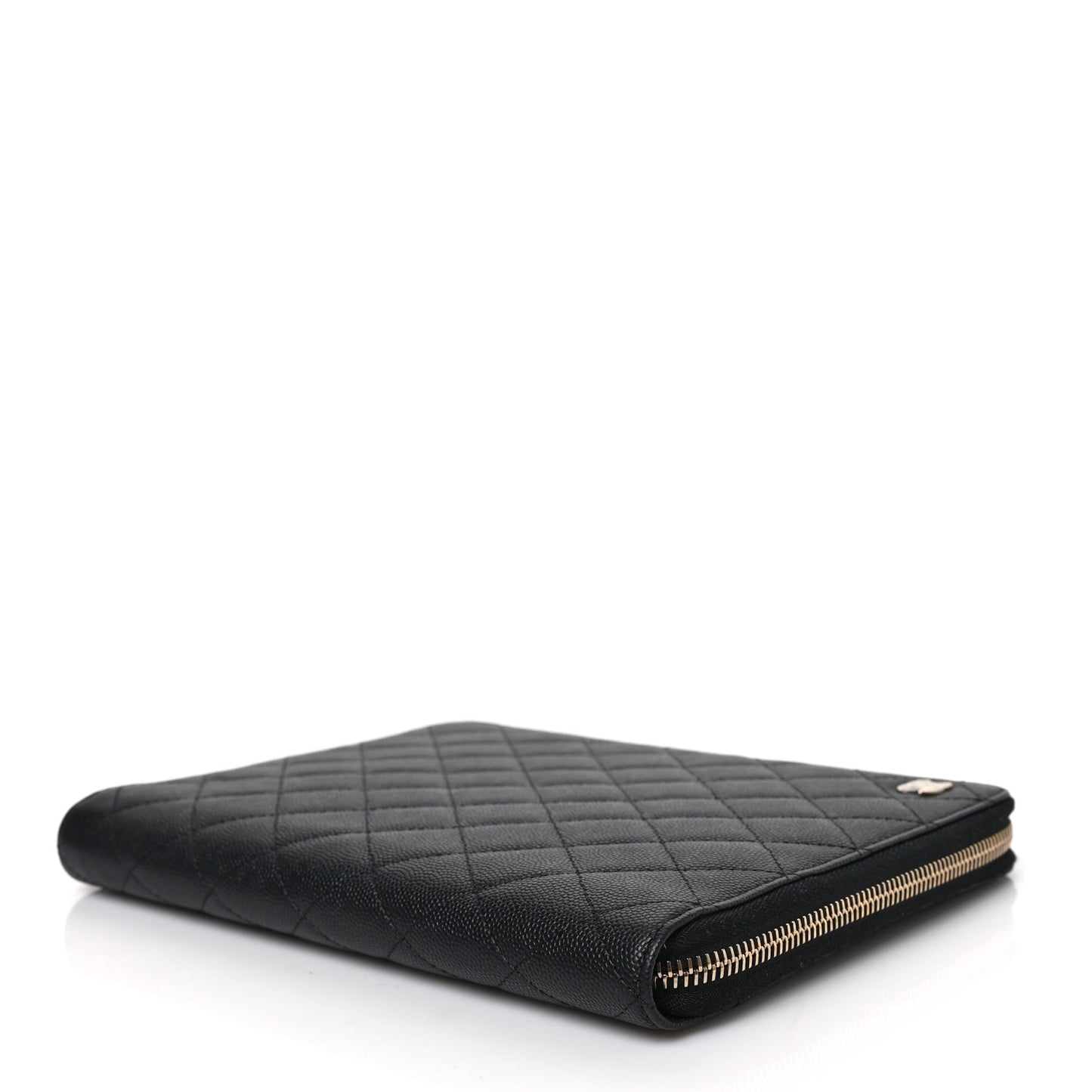 Caviar Quilted Zip Around Notebook Agenda Cover Black