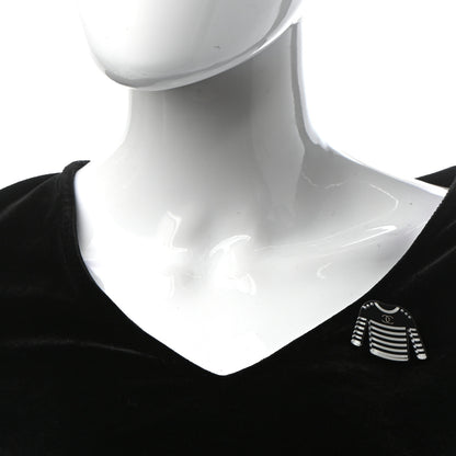 Chanel Resin Sweater CC Brooch Black White 1 of 4