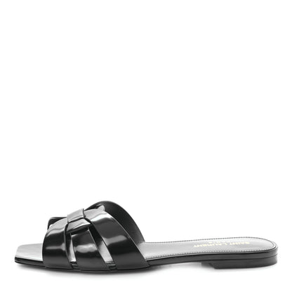 Saint Laurent Patent Tribute 05 Slide Sandals 38 Black 1 of 9